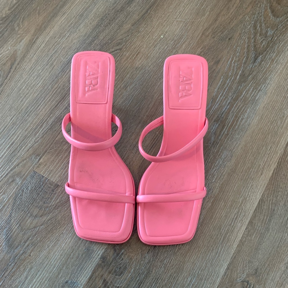 ZARA Square Toe Pink Strappy Sandal